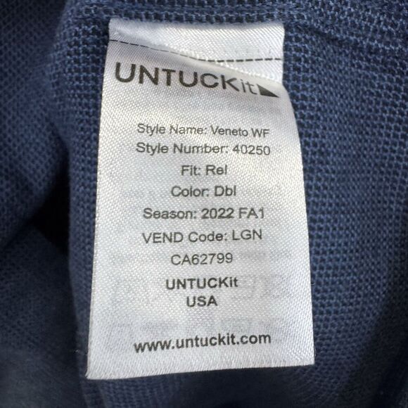 Untuckit Mens Veneto Button Down Shirt Size 3XL Blue Wrinkle Free Preppy Work - Picture 5 of 8